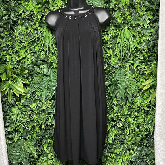 CALVIN KLEIN Women‎ Dress 2 Black High Neck Grommet Accent A Line Shift 1974 - Picture 6 of 7